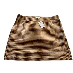 NWT Nine West Womens Tan Black Houndstooth Lined Skirt Size XXL B24